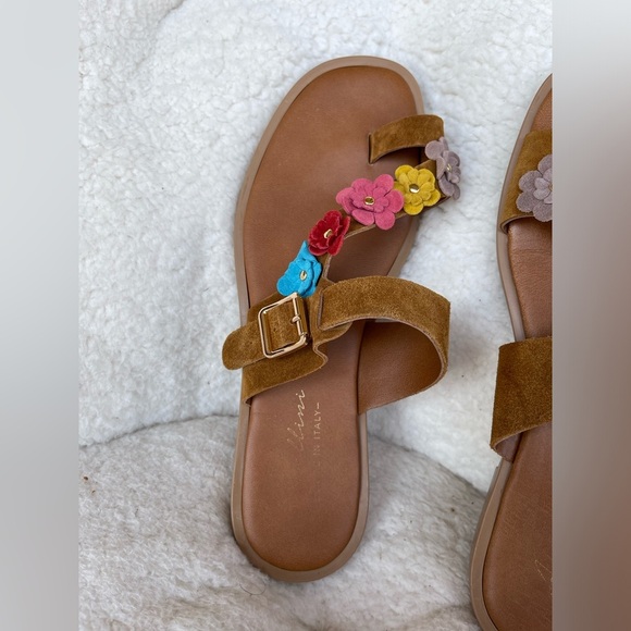 Stylish Floral Leather Sock Sandals in Brown and Multicolor by Avellino Women's - Picture 9 of 12